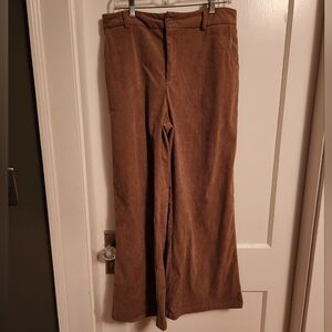 Women's Size XL Grapent Classic Elastic Waist Brown Corduroy Trousers